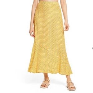 RHODE x Target Yellow Dainty Lotus Print Midi Skirt Size 1X